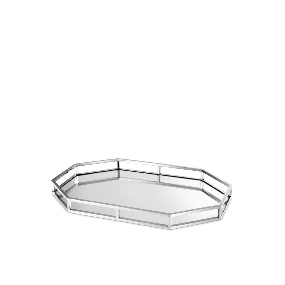 Luxurious Pelagos Mirror Tray with Nickel Finish