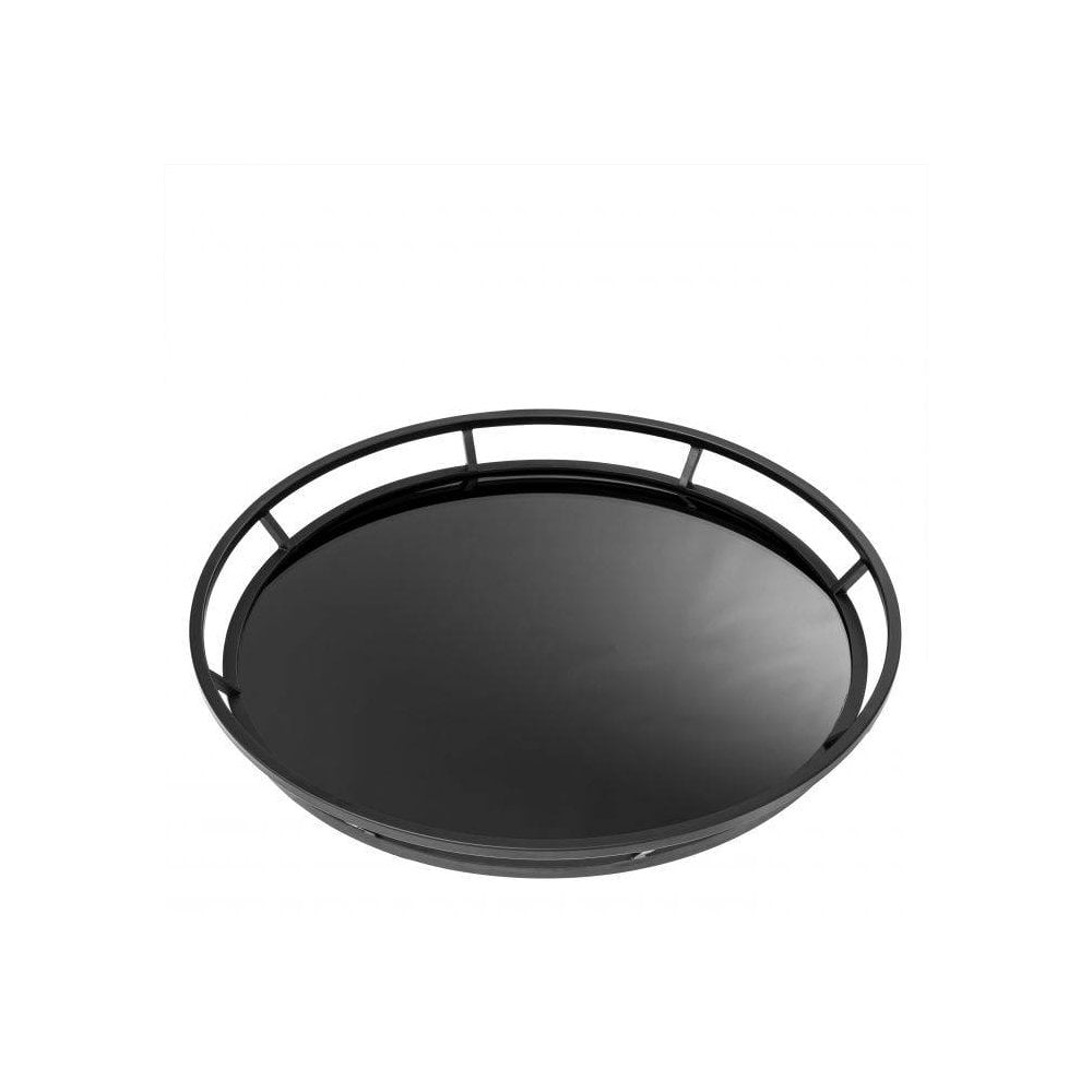 Gaia Black Matte Tray with Reflective Glass Interior
