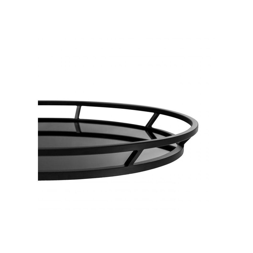 Gaia Black Matte Tray with Reflective Glass Interior