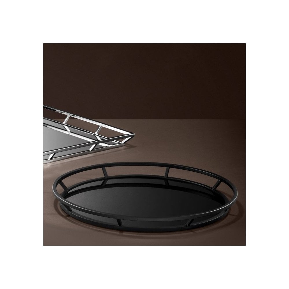 Gaia Black Matte Tray with Reflective Glass Interior