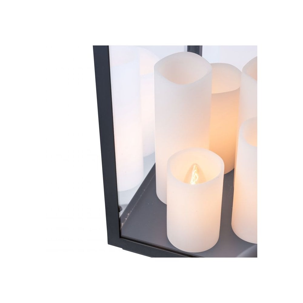 Elegant Black and Clear Glass Table Lamp with Faux Candle Design
