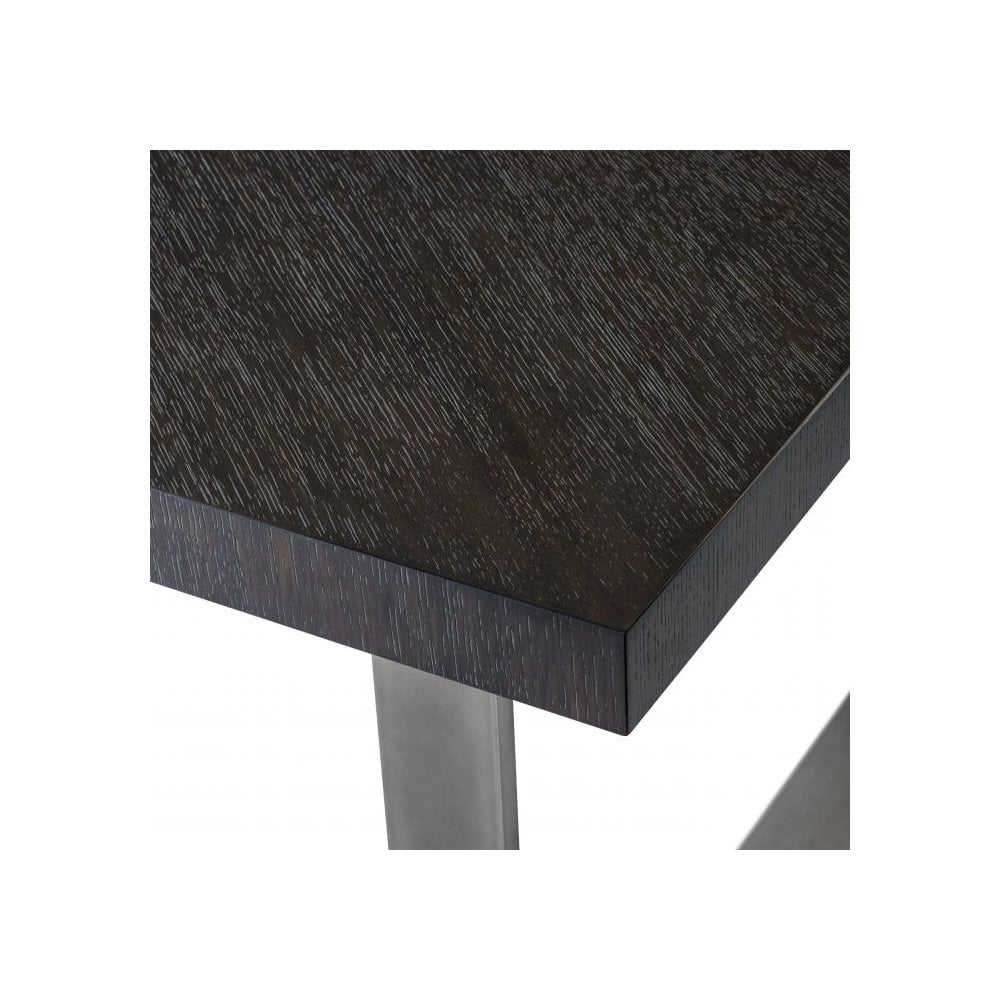 Industrial Charcoal Oak Dining Table with Black Nickel Frame, 250 cm