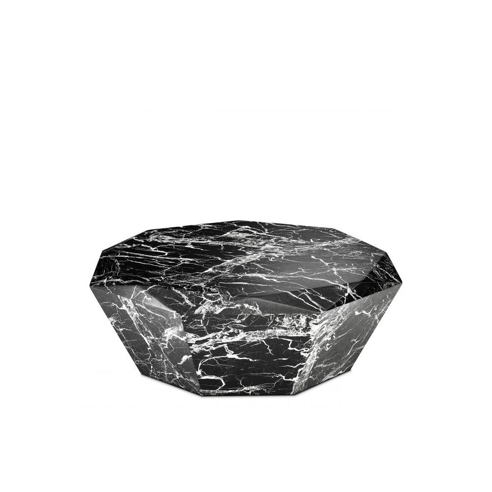 Diamond-Shaped Coffee Table in Black Faux Marble