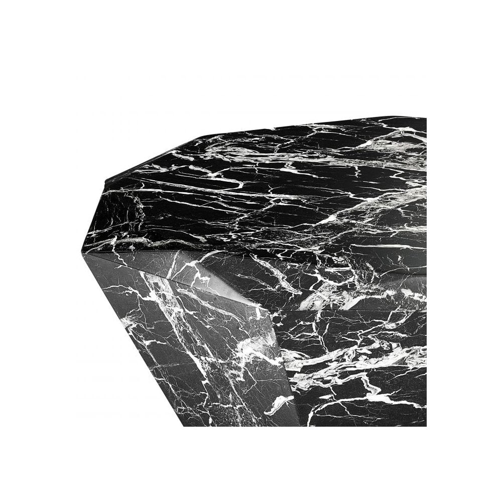 Diamond-Shaped Coffee Table in Black Faux Marble