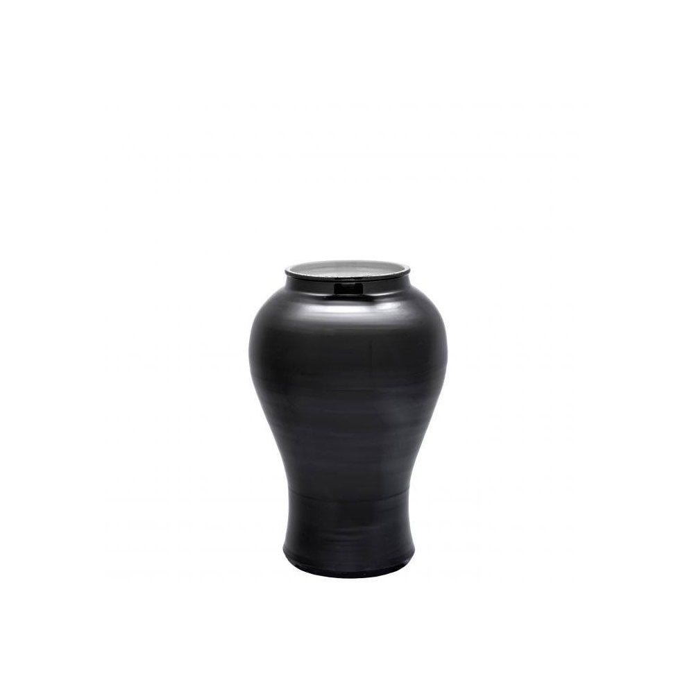 Golden Dragon S Vase: Black and Gold Porcelain with Foo Dog Finial
