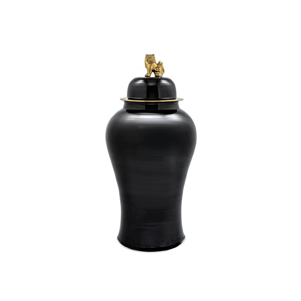 Elegant Golden Dragon Vase: Black and Gold Porcelain Masterpiece
