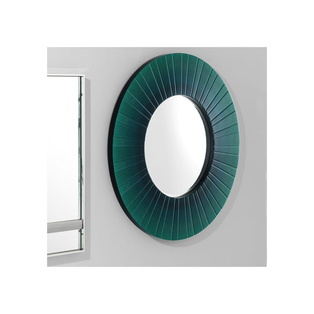 Emerald Sunburst Bevelled Mirror, Round Convex Design