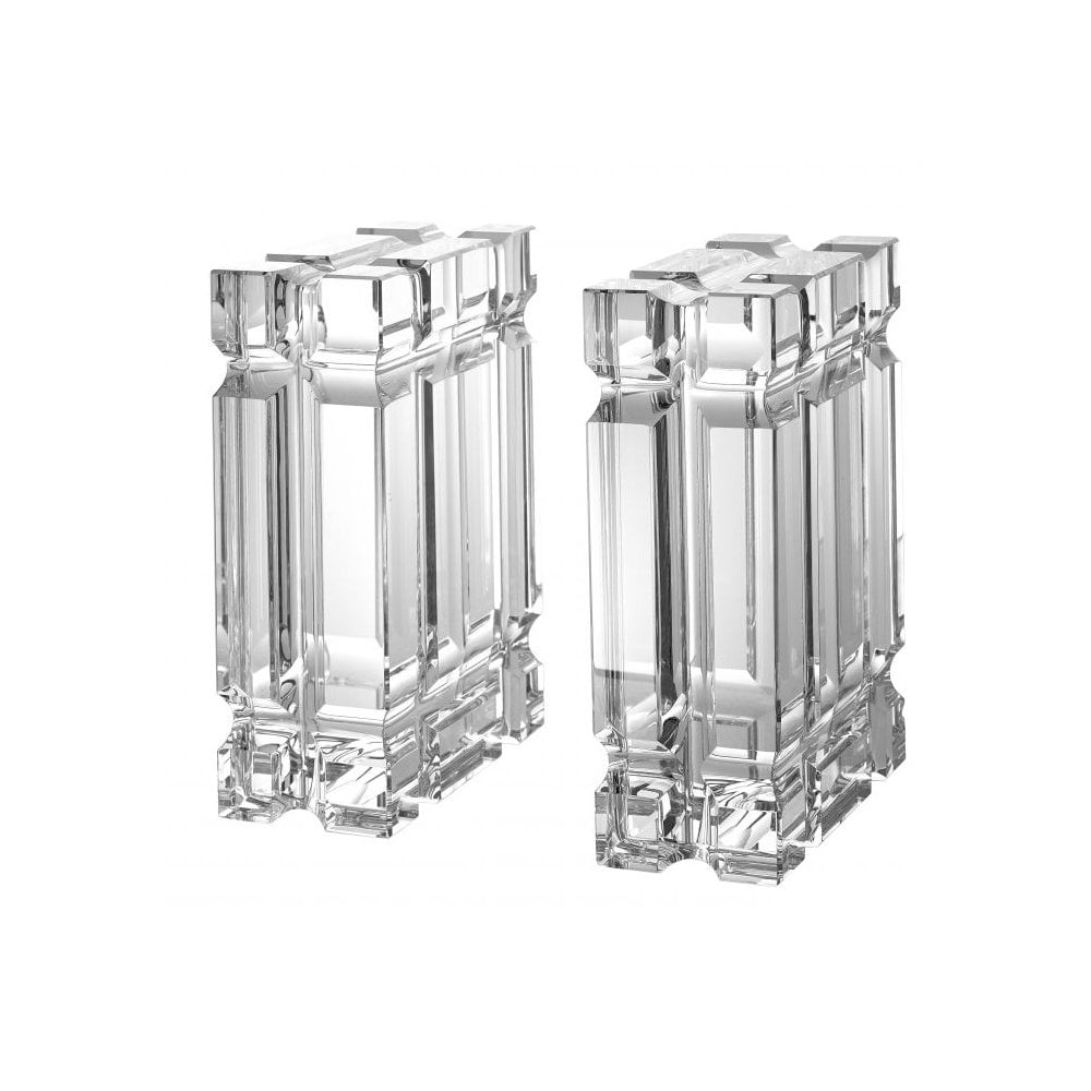 Crystal Glass Doric Column Bookends - Set of 2