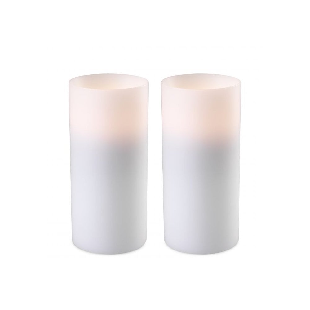Set of 2 Elegant White Artificial Pillar Candles, 10cm x 21cm for Indoor Ambiance