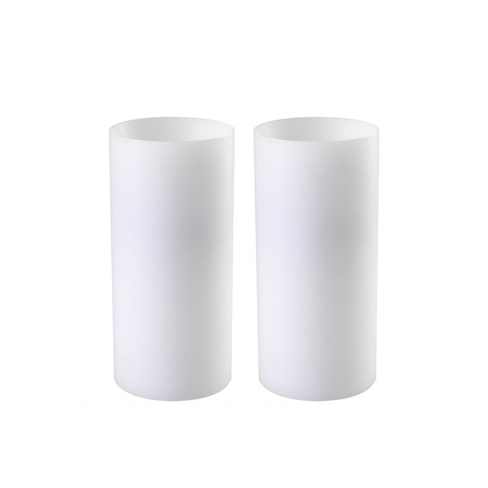 Set of 2 Elegant White Artificial Pillar Candles, 10cm x 21cm for Indoor Ambiance