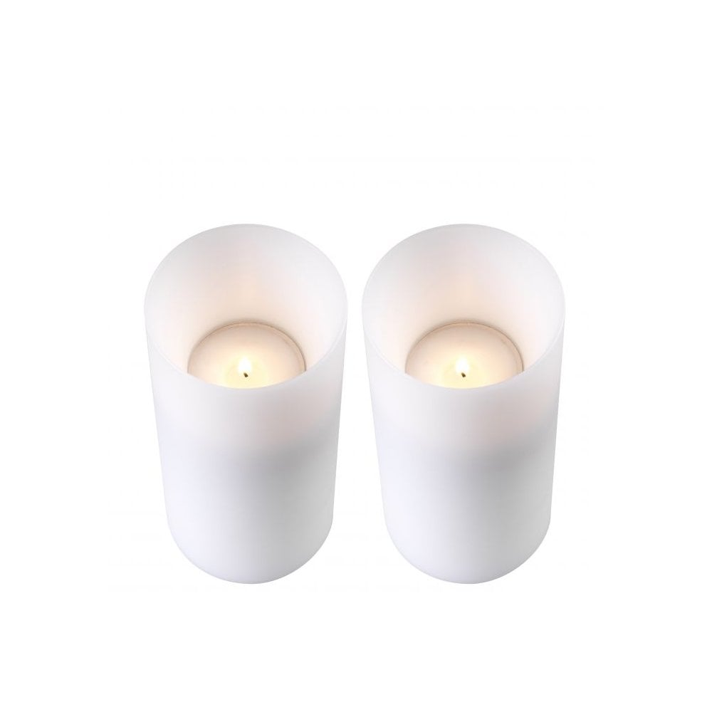 Set of 2 Elegant White Artificial Pillar Candles, 10cm x 21cm for Indoor Ambiance