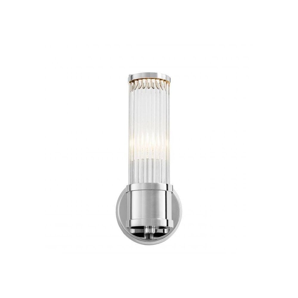 Claridges Single Wall Lamp, Nickel Finish with Ribbed Clear Glass