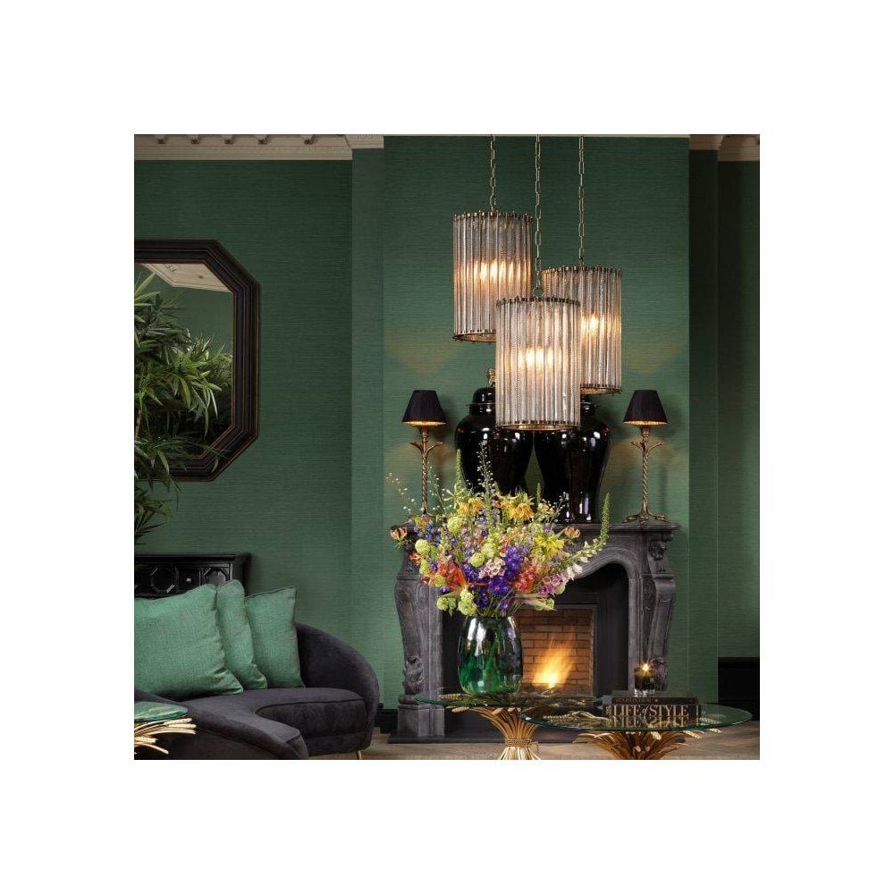 Antique Brass Tiziano Pendant Lantern with Handcrafted Glass Detailing