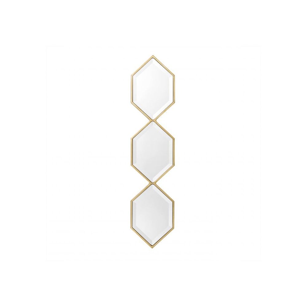 Gilded Saronno Hexagonal Mirror Trio with Bevelled Glass