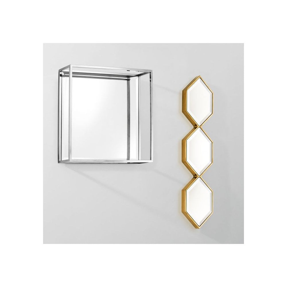 Gilded Saronno Hexagonal Mirror Trio with Bevelled Glass