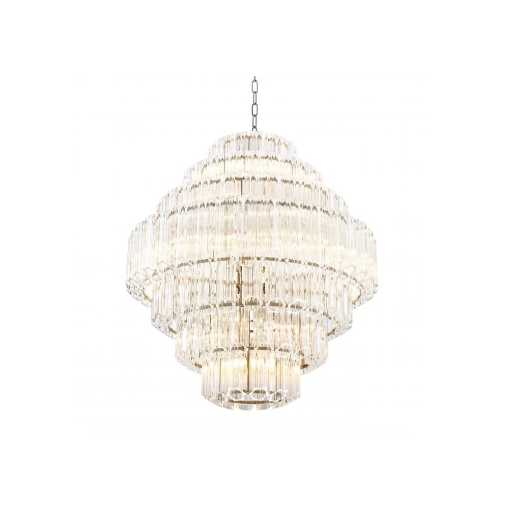 Radiant Elegance Chandelier, Clear Glass & Nickel Finish