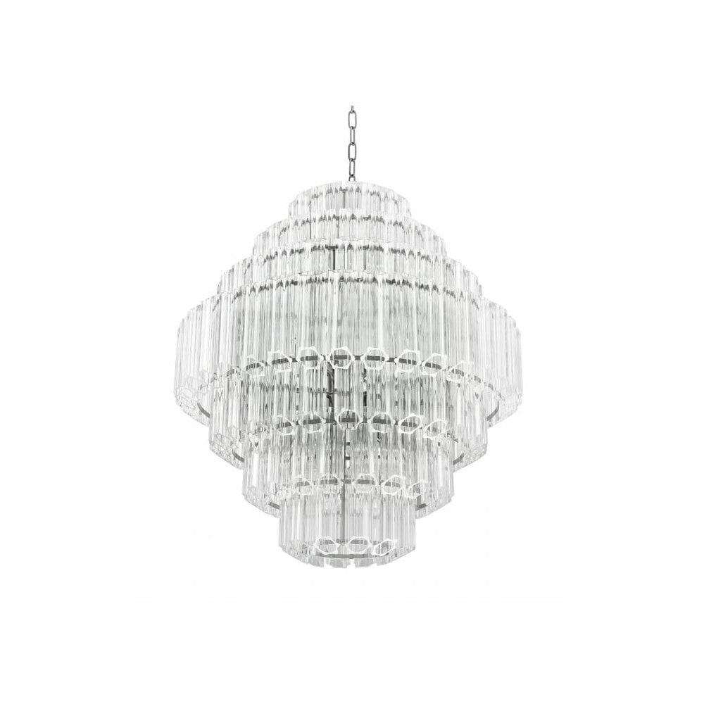 Radiant Elegance Chandelier, Clear Glass & Nickel Finish