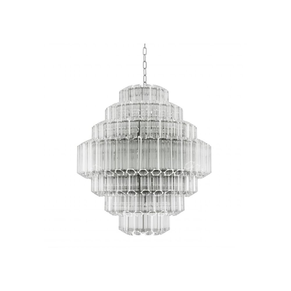Radiant Elegance Chandelier, Clear Glass & Nickel Finish