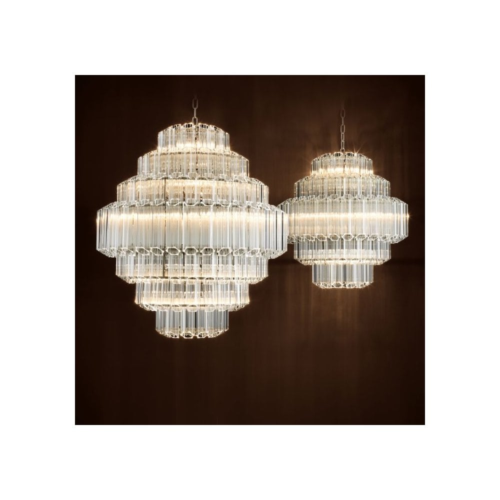 Radiant Elegance Chandelier, Clear Glass & Nickel Finish