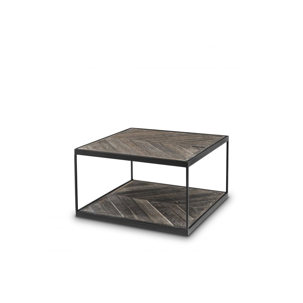 Zinc-Finished La Varenne Oak Side Table with Shelf