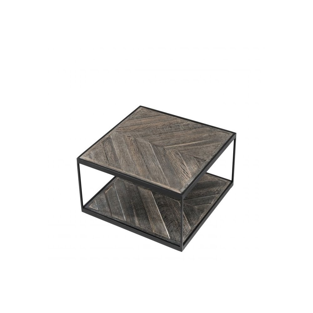 Zinc-Finished La Varenne Oak Side Table with Shelf