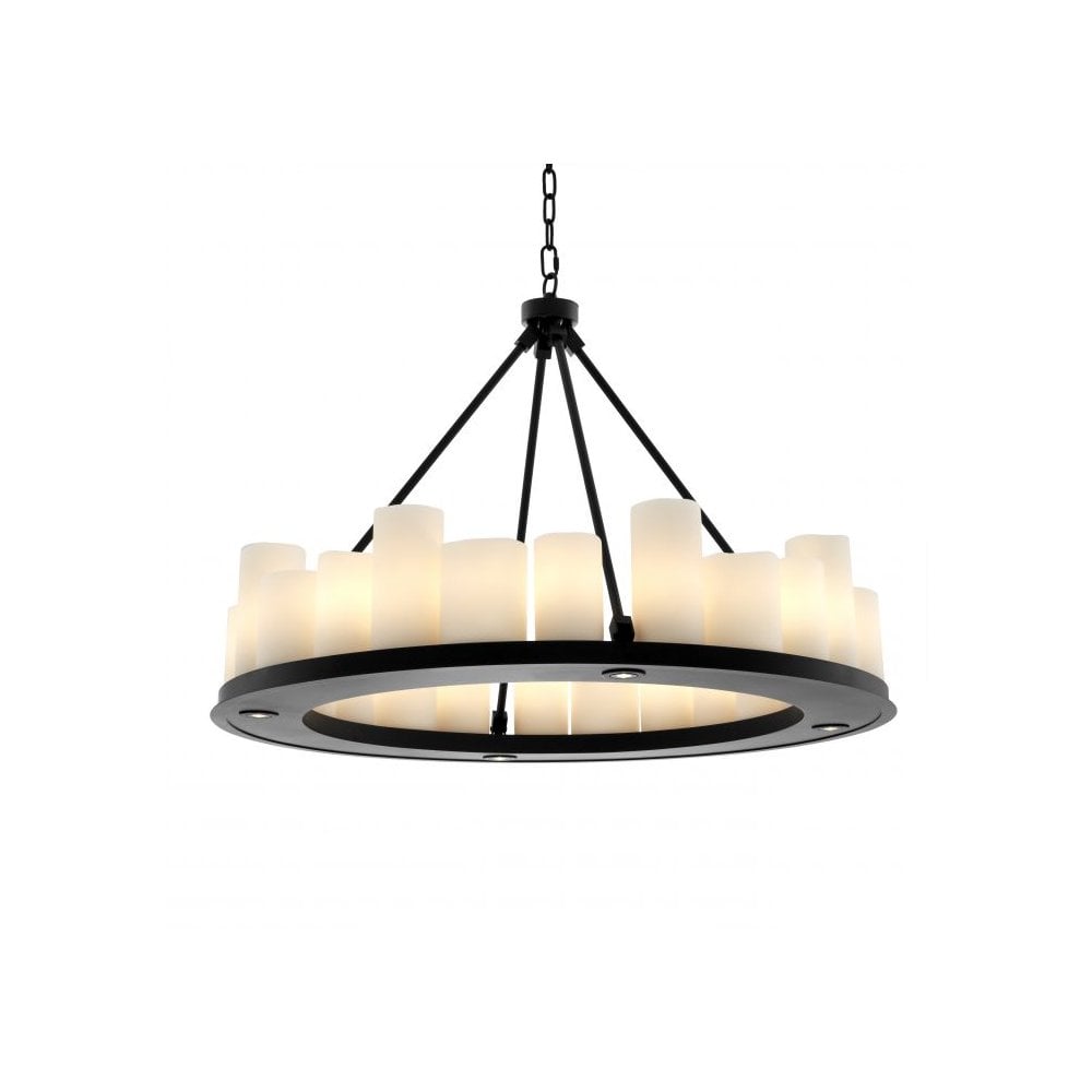 Elegant 90 cm Black Commodore Chandelier with Faux Candle Shades