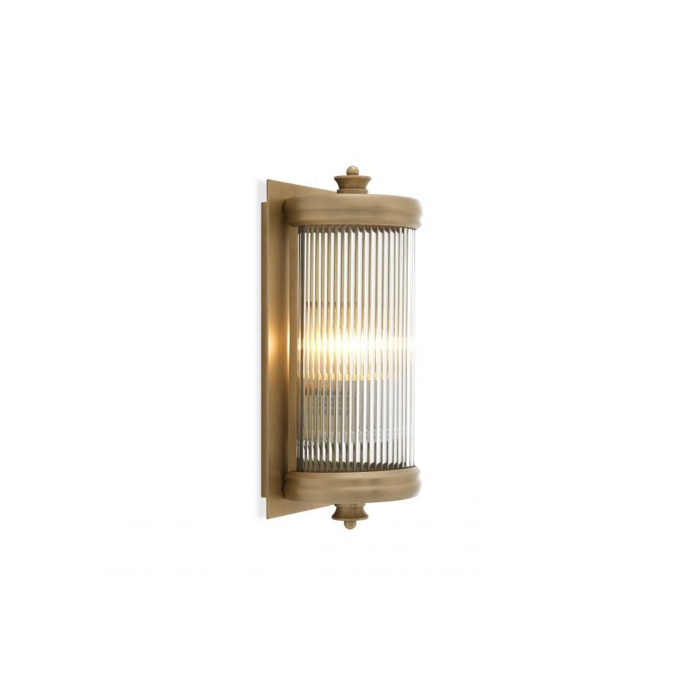 Art Deco Glamour Wall Lamp, Matte Brass & Clear Glass