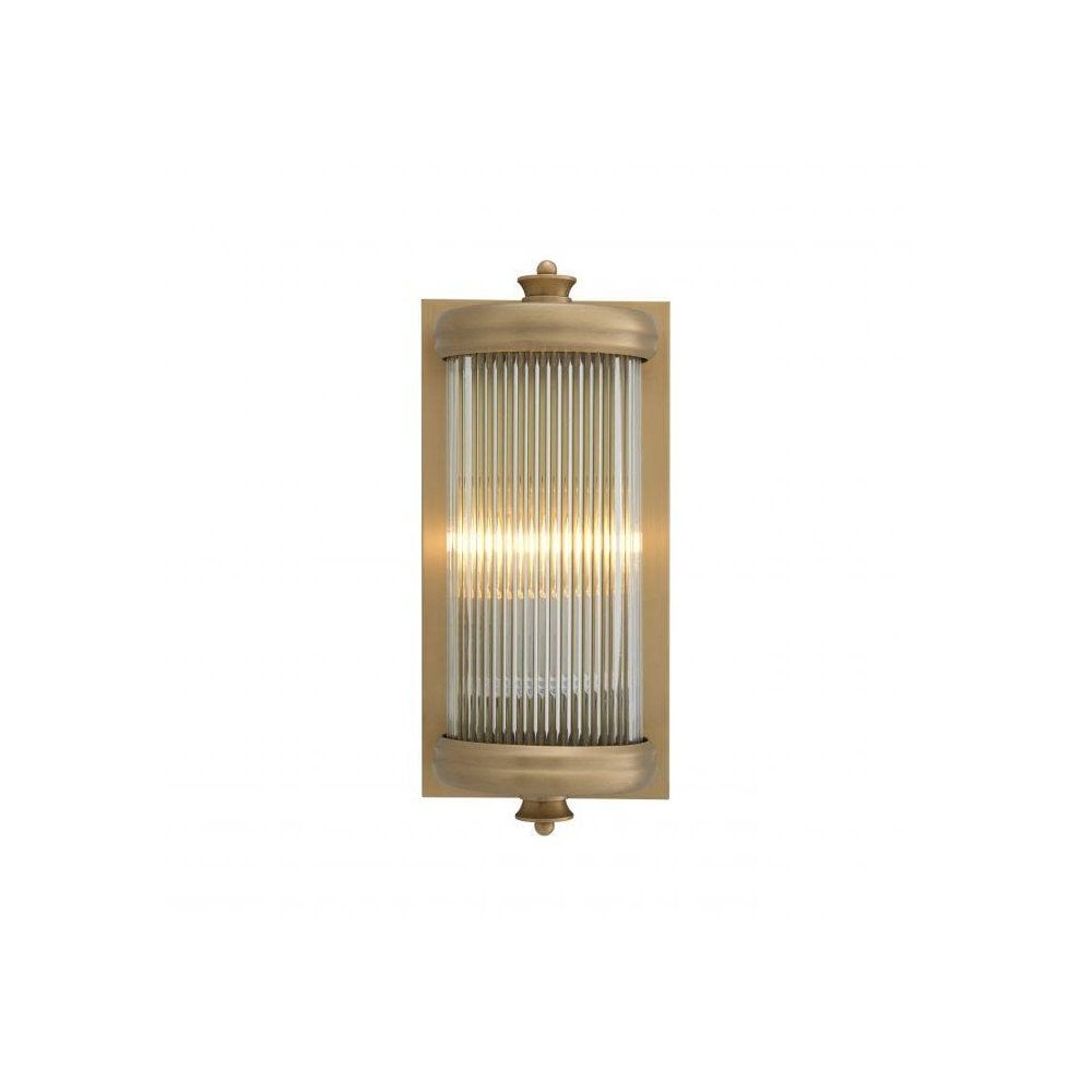 Art Deco Glamour Wall Lamp, Matte Brass & Clear Glass
