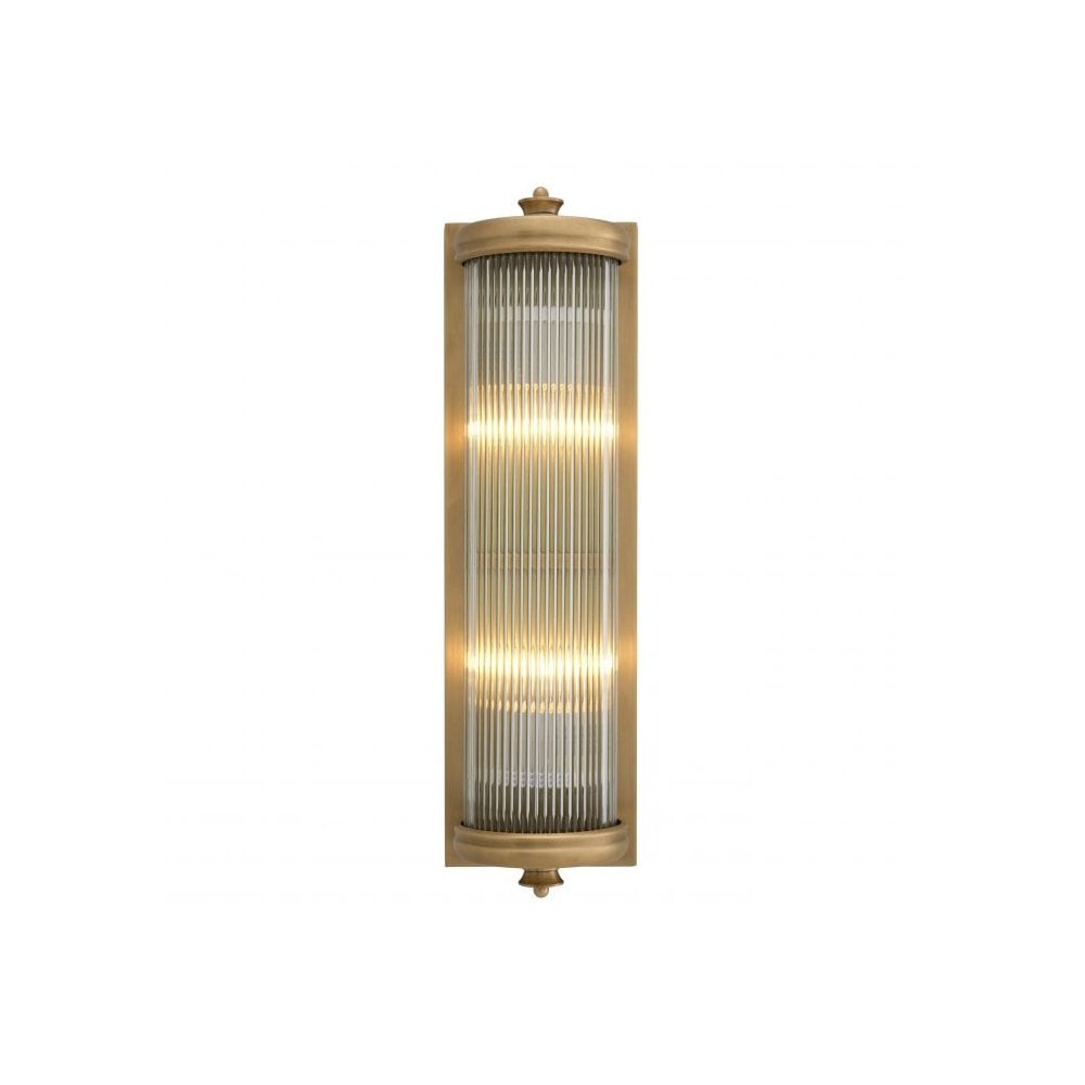 Elegant Art Deco Wall Lamp with Matte Brass Finish and Clear Glass