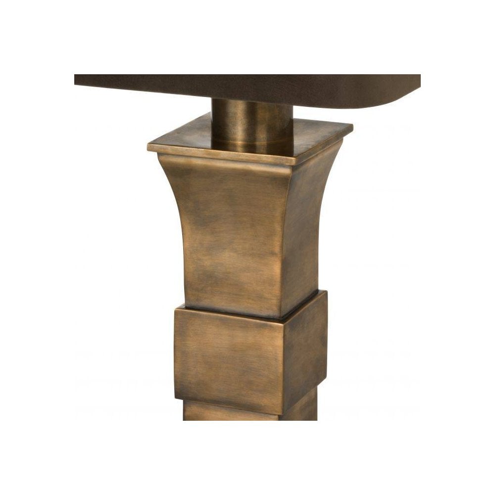 Vintage Brass Avia Table Lamp with Brown Velvet Shade