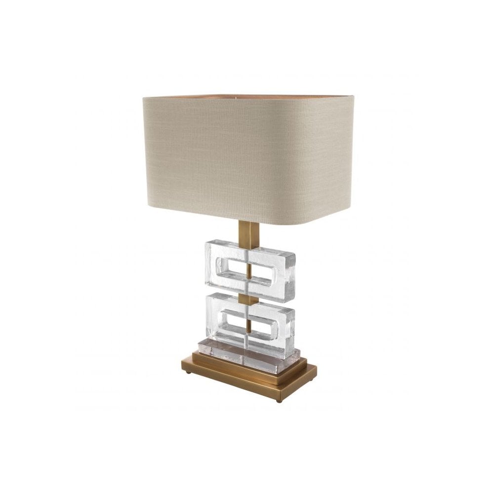 Umbria Table Lamp with Vintage Brass and Handmade Clear Glass