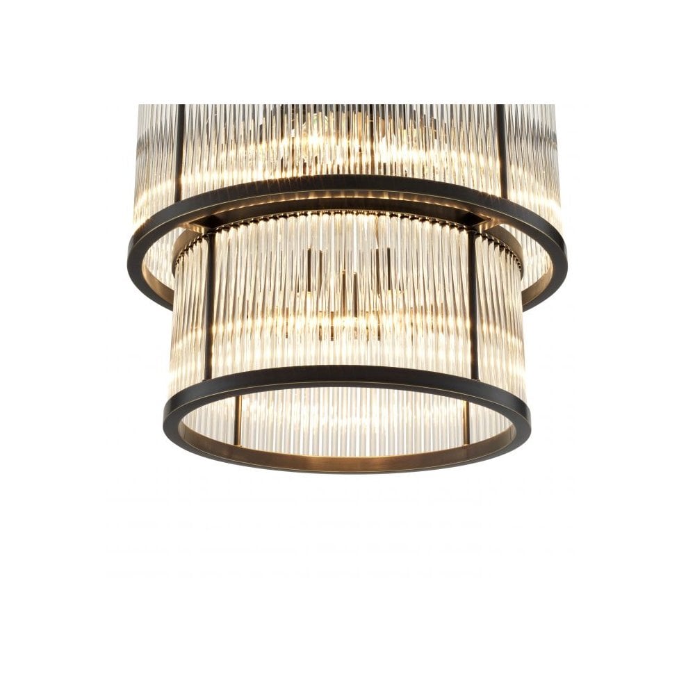 Bronze Highlight Pasadena Chandelier with Vintage Glass Rods