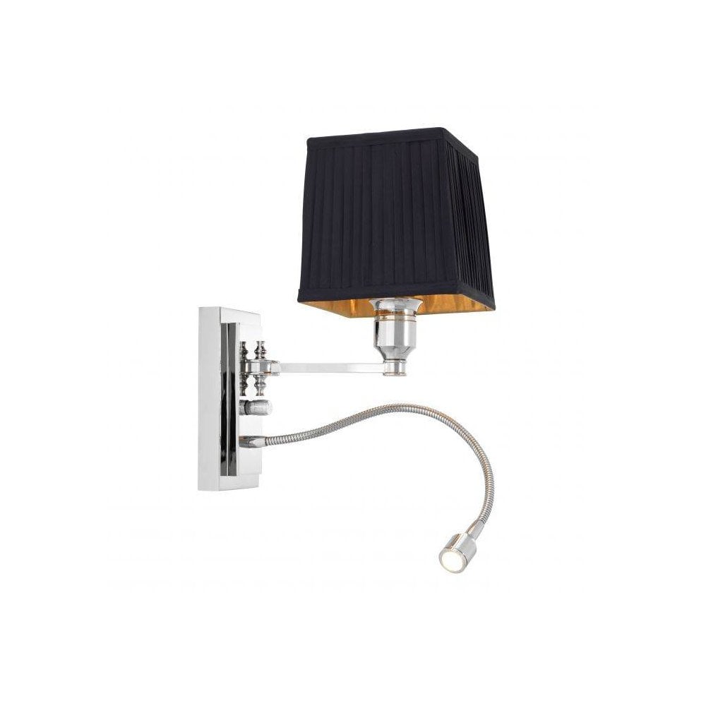 Ellington Wall Lamp in Nickel with Flexible LED Reading Arm