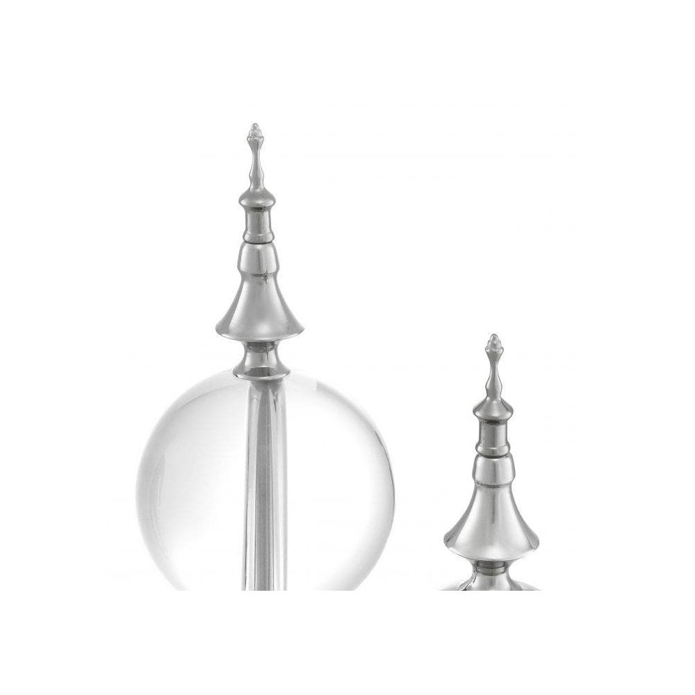 Title: Elegant Zamora Duo: Nickel-Finished Globes with Clear Glass