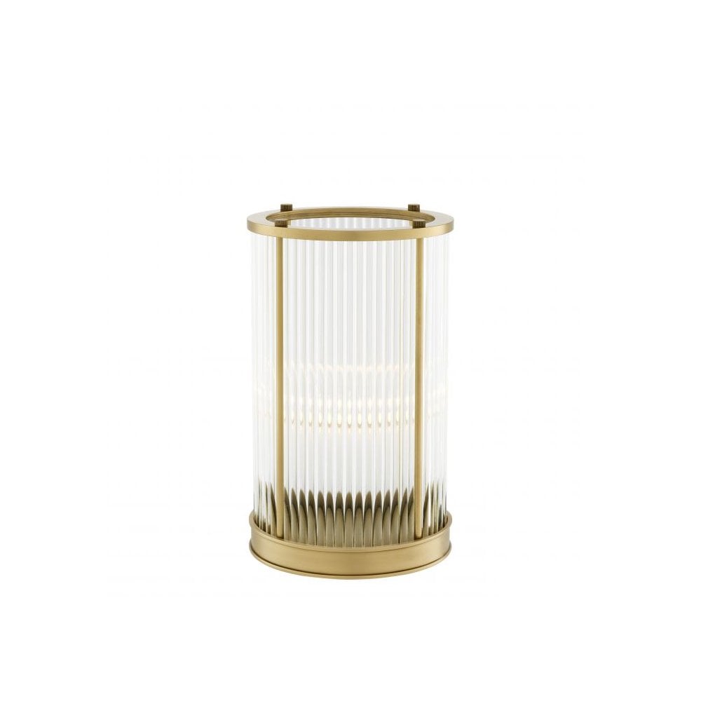 Art Deco Mayson S Hurricane Lamp, Antique Brass and Clear Glass Design