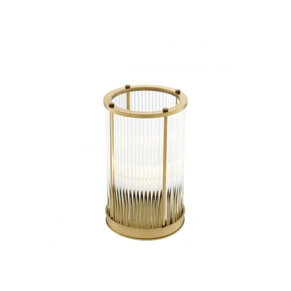 Art Deco Mayson S Hurricane Lamp, Antique Brass and Clear Glass Design