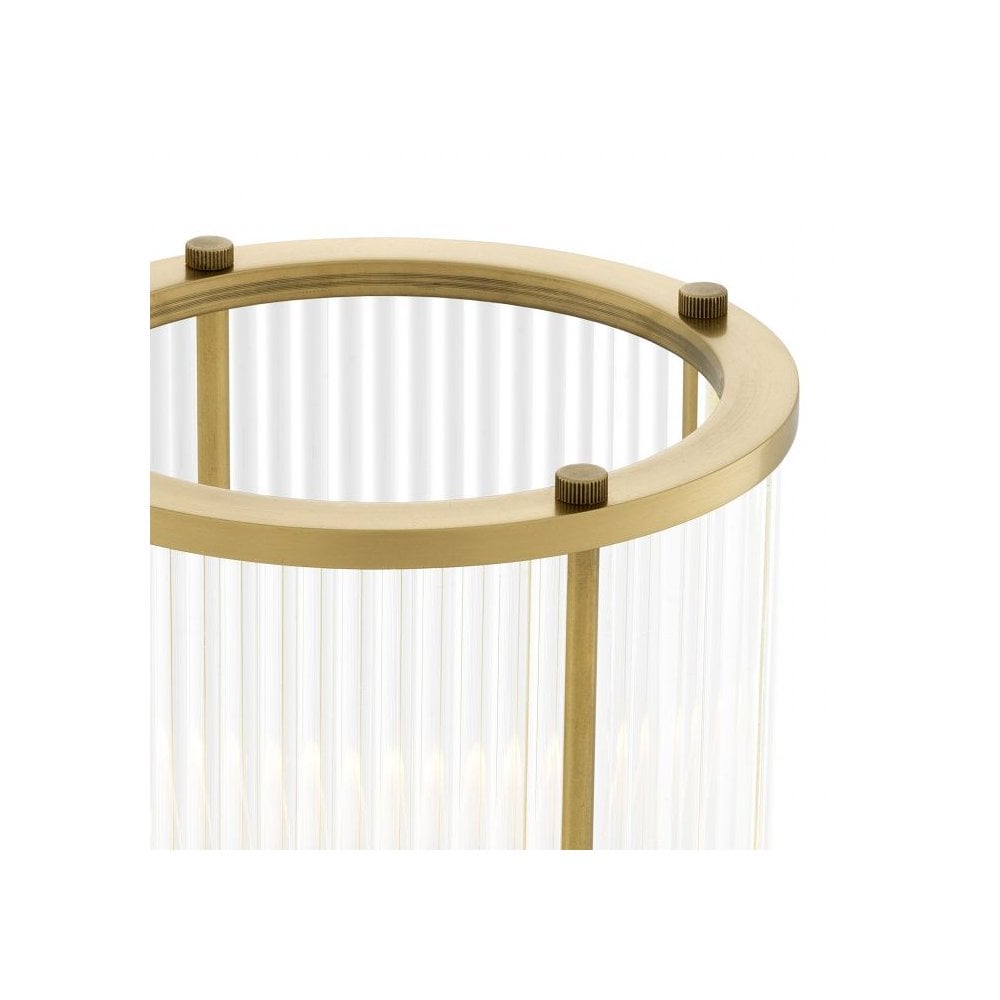 Art Deco Mayson S Hurricane Lamp, Antique Brass and Clear Glass Design