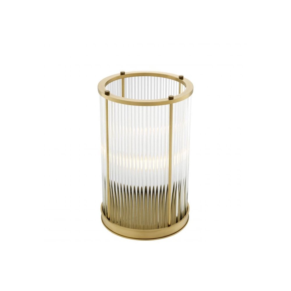 Mayson M Art Deco Hurricane Lamp, Antique Brass and Clear Glass Elegance