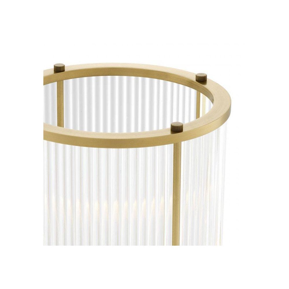 Mayson M Art Deco Hurricane Lamp, Antique Brass and Clear Glass Elegance