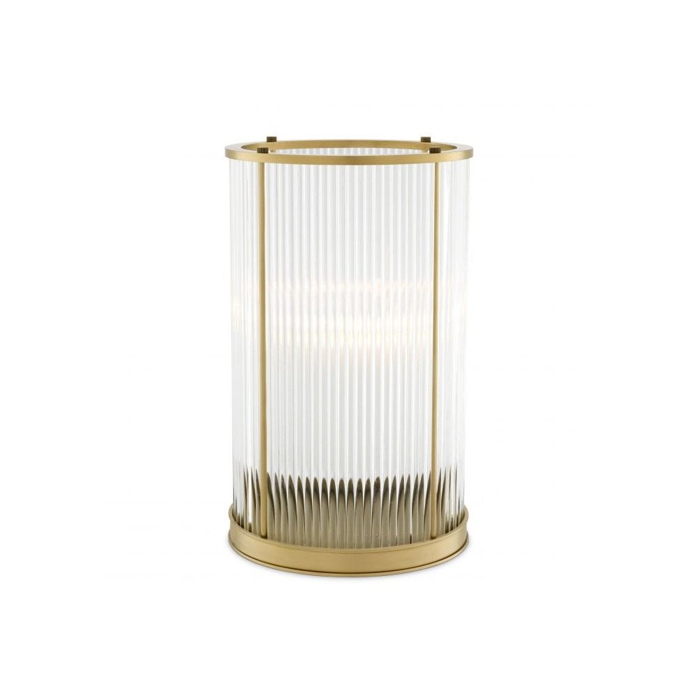 Art Deco Mayson L Lantern, Antique Brass with Clear Glass