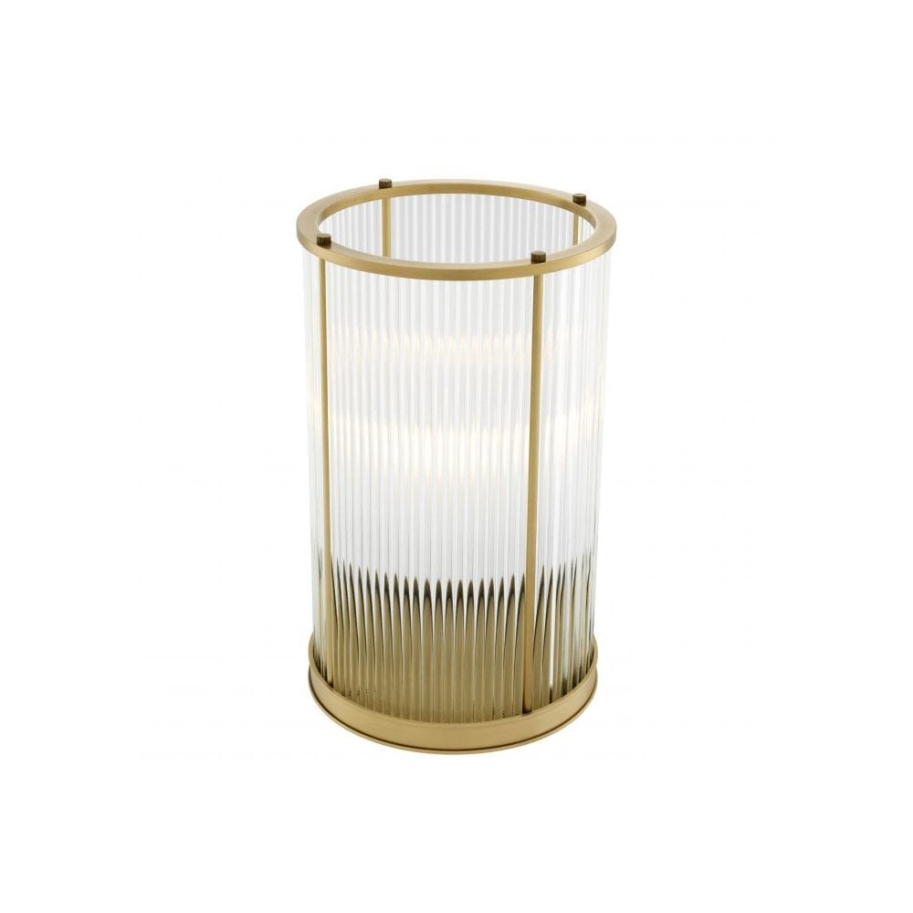 Art Deco Mayson L Lantern, Antique Brass with Clear Glass