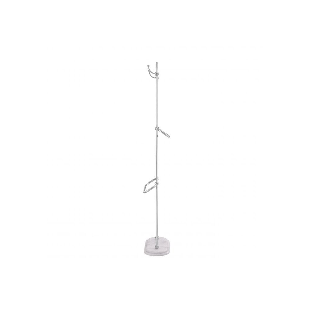 Freestanding Towel Rack with White Marble Base and Polished Stainless Steel