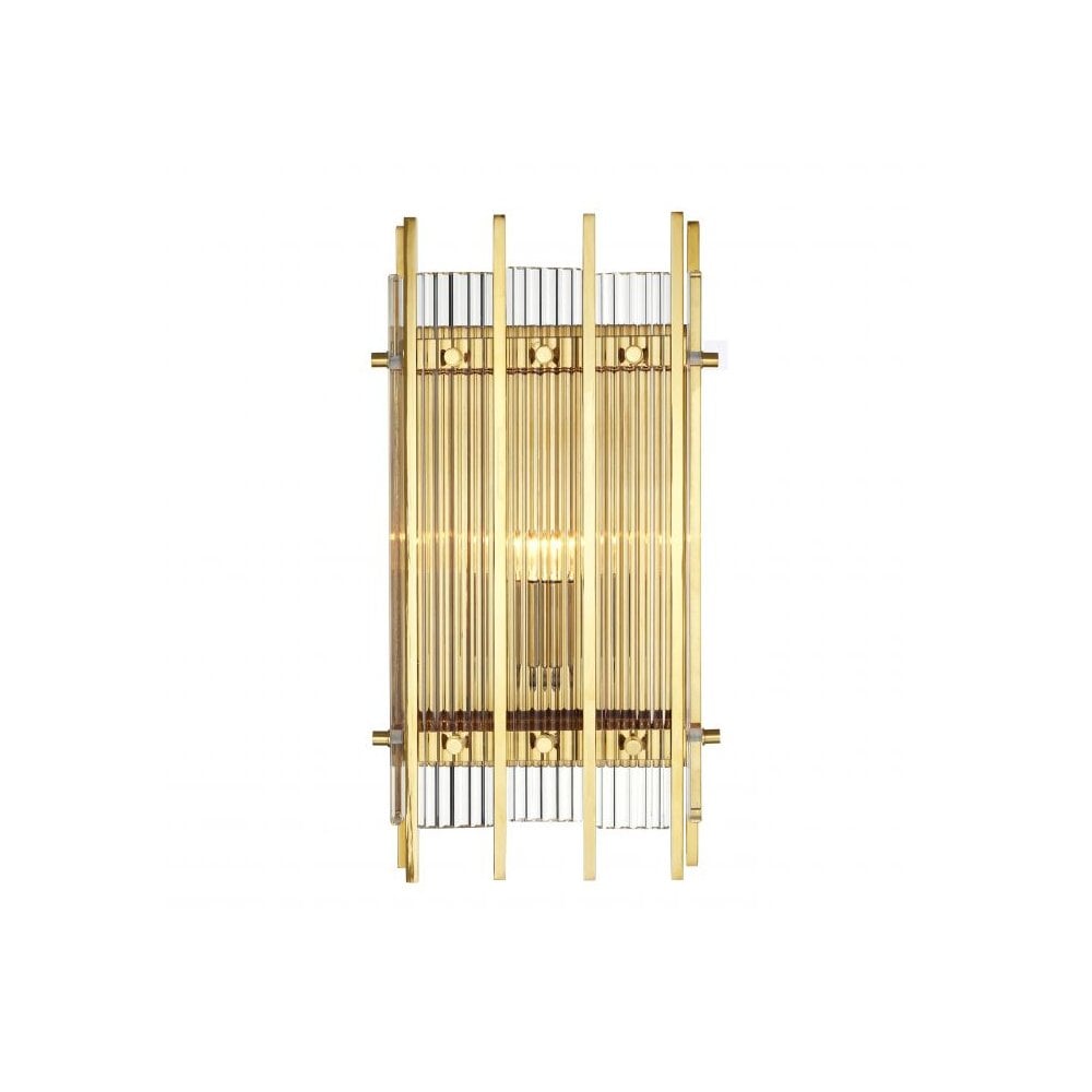 Gold-Finished Sparks S Wall Lamp with Ribbed Clear Glass Shade