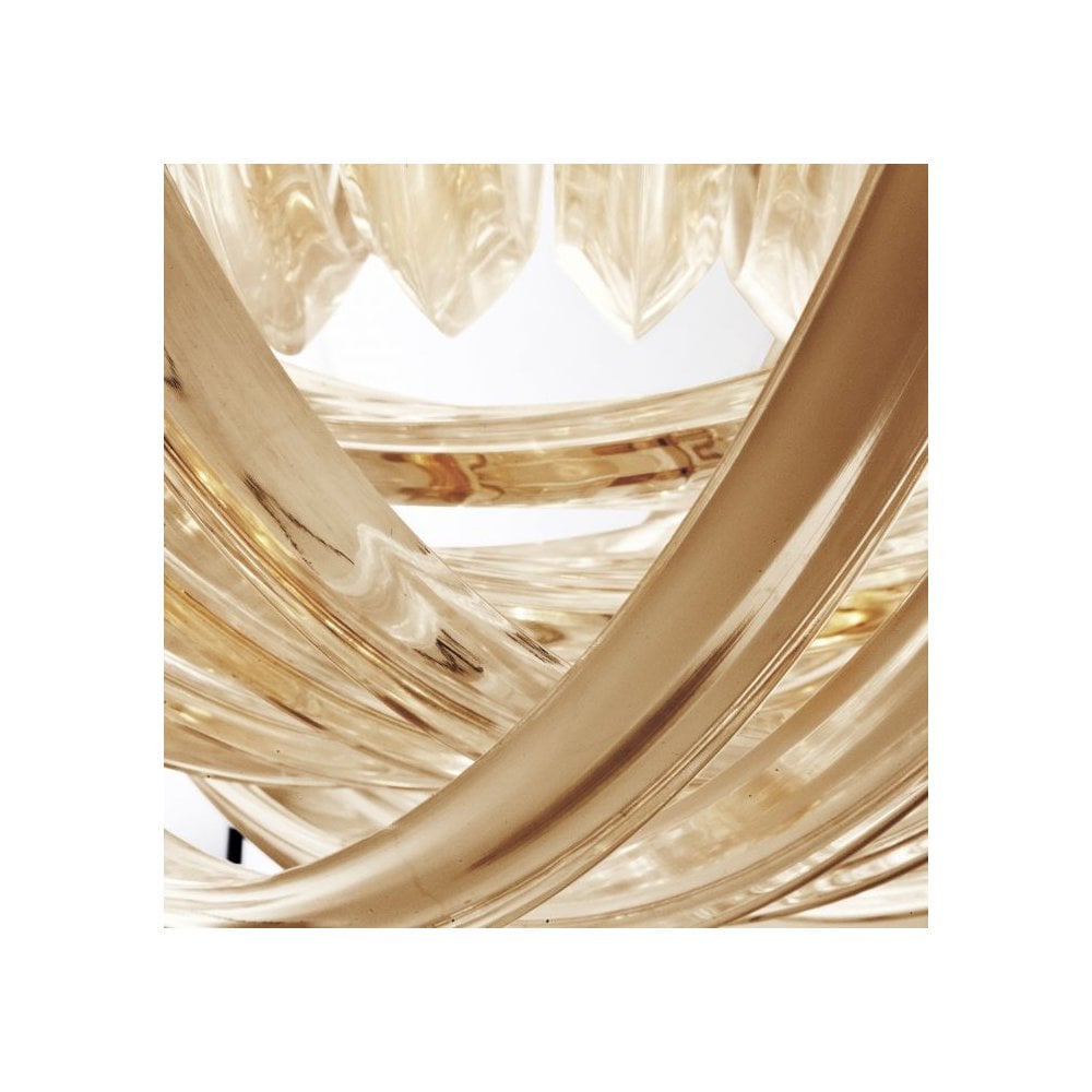 Elegance Redefined: Murano Chandelier in Champagne and Antique Brass