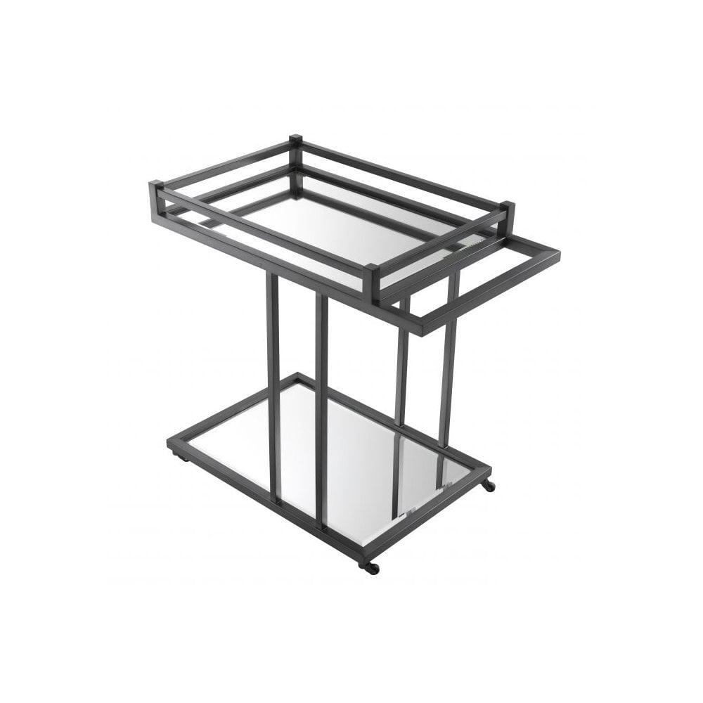 Glamorous Beverly Hills Bar Cart with Bronze Finish and Beveled Mirror Glass