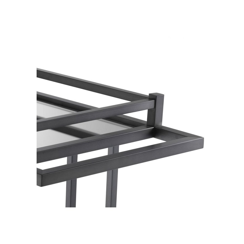 Glamorous Beverly Hills Bar Cart with Bronze Finish and Beveled Mirror Glass