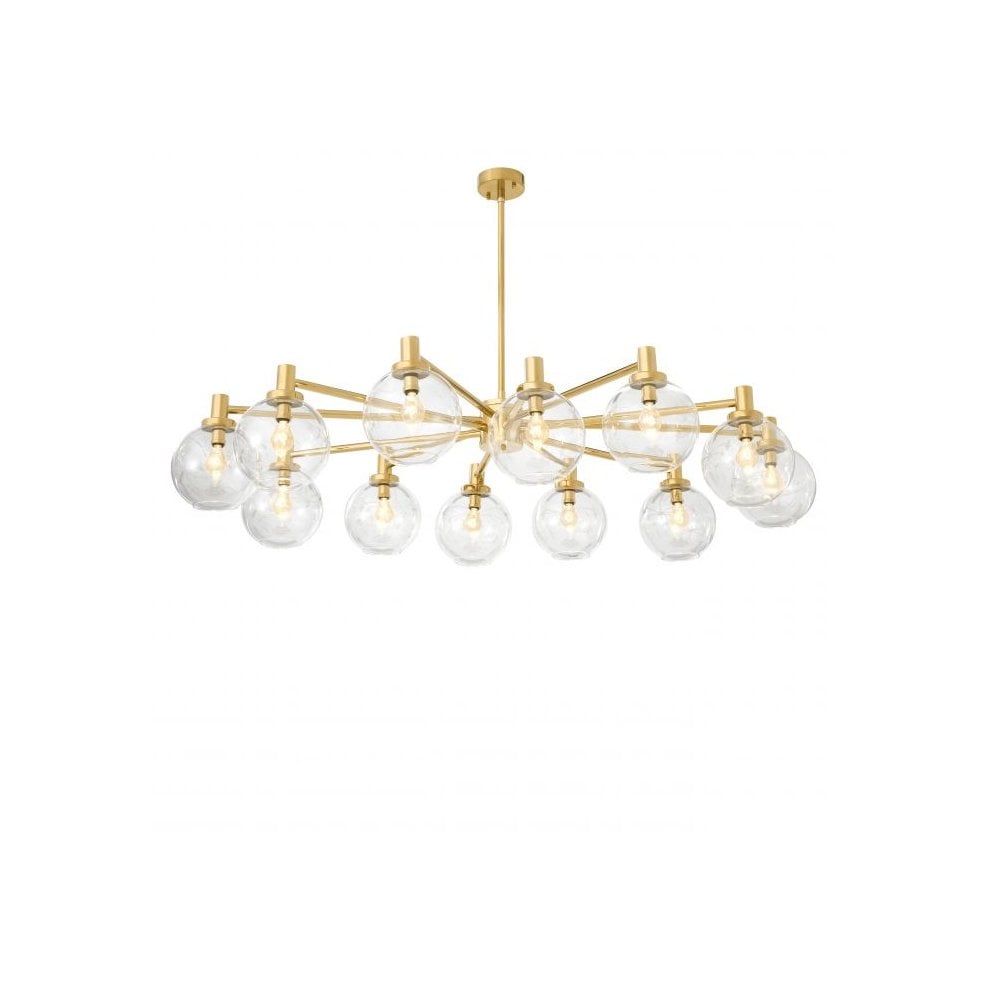 Elegant Gold Selva Chandelier with Artisanal Clear Glass Shades