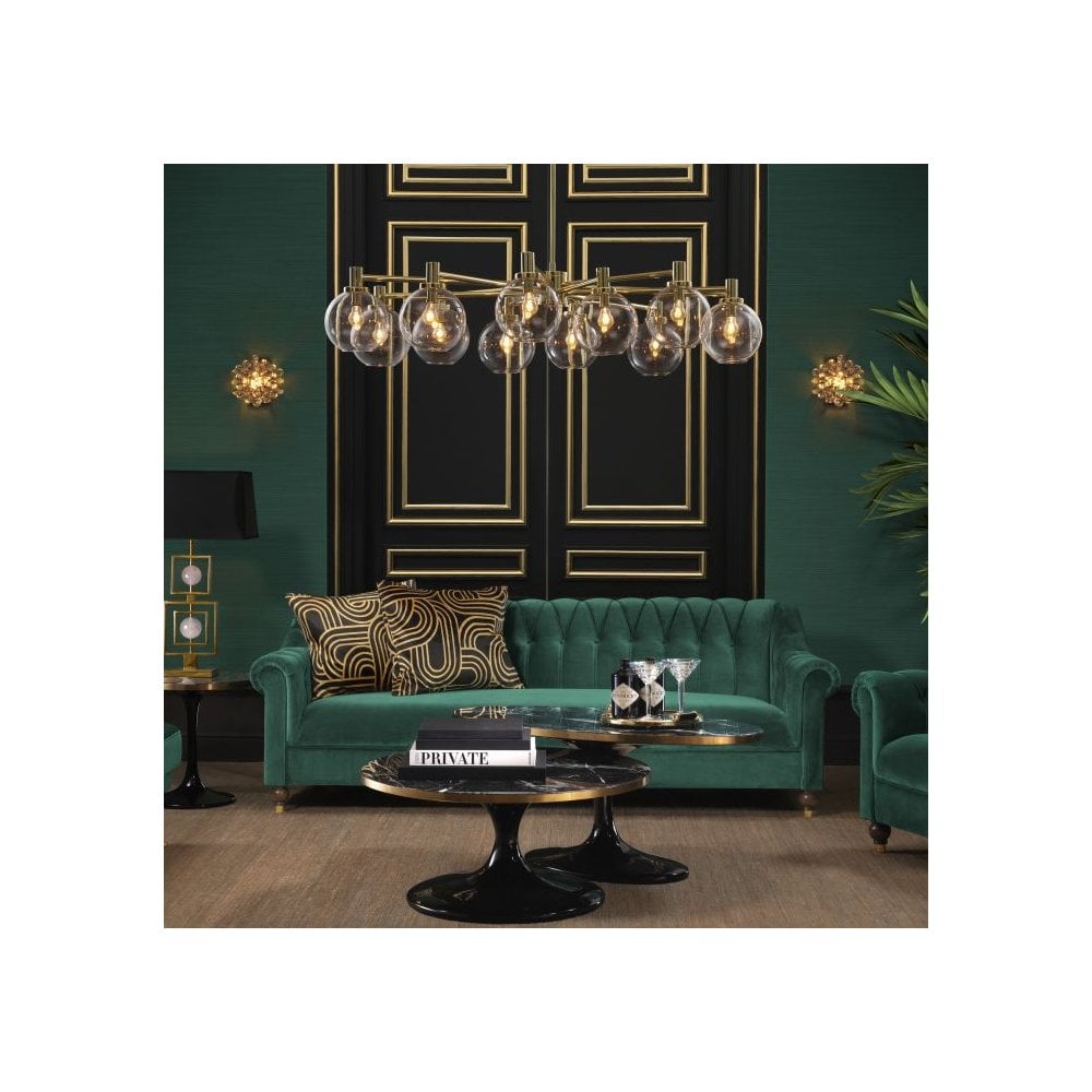 Elegant Gold Selva Chandelier with Artisanal Clear Glass Shades