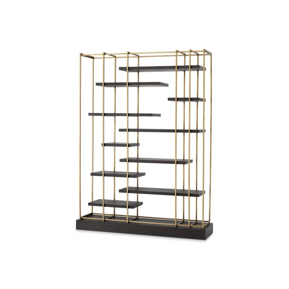 Elegant Ward Cabinet with Brushed Brass and Coffee Oak Veneer