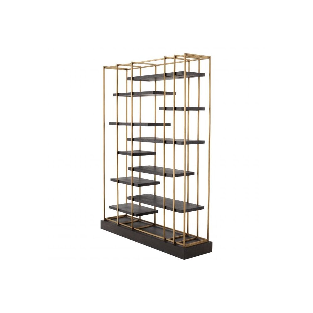 Elegant Ward Cabinet with Brushed Brass and Coffee Oak Veneer